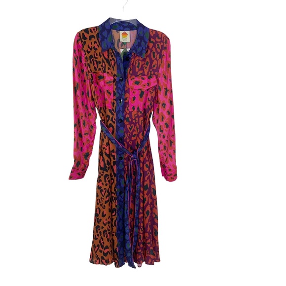 Farm Rio Mixed Leopard Pop Lenzing Ecovero Viscose Midi Dress M NWT - Picture 6 of 15